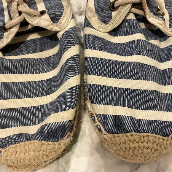 Soludos Blue White Stripe Original Classic Espadrilles Lace Tie Up Size 9 - Picture 7 of 10